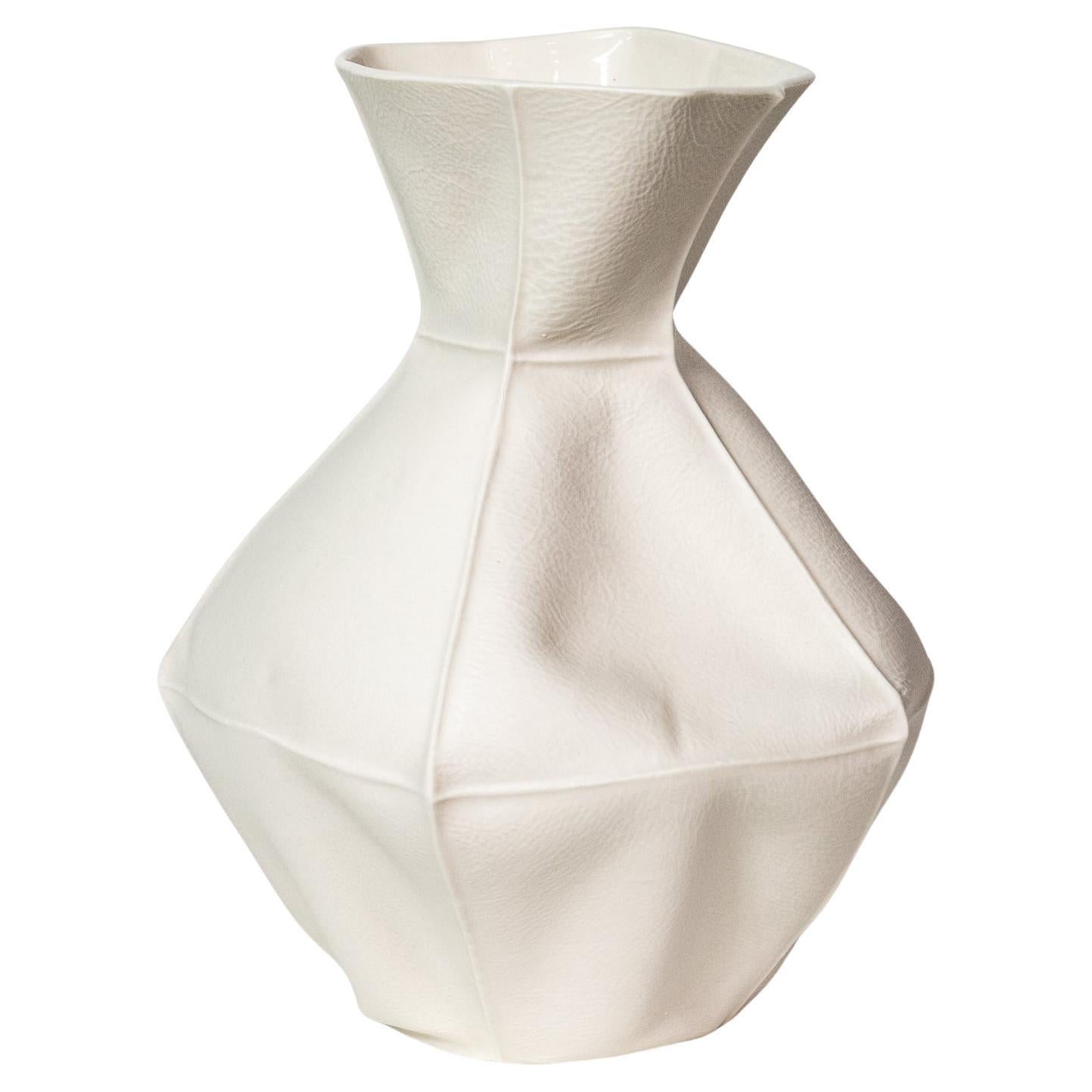 Kawa Vase 22, grand vase en porcelaine organique blanche, vase en céramique tactile