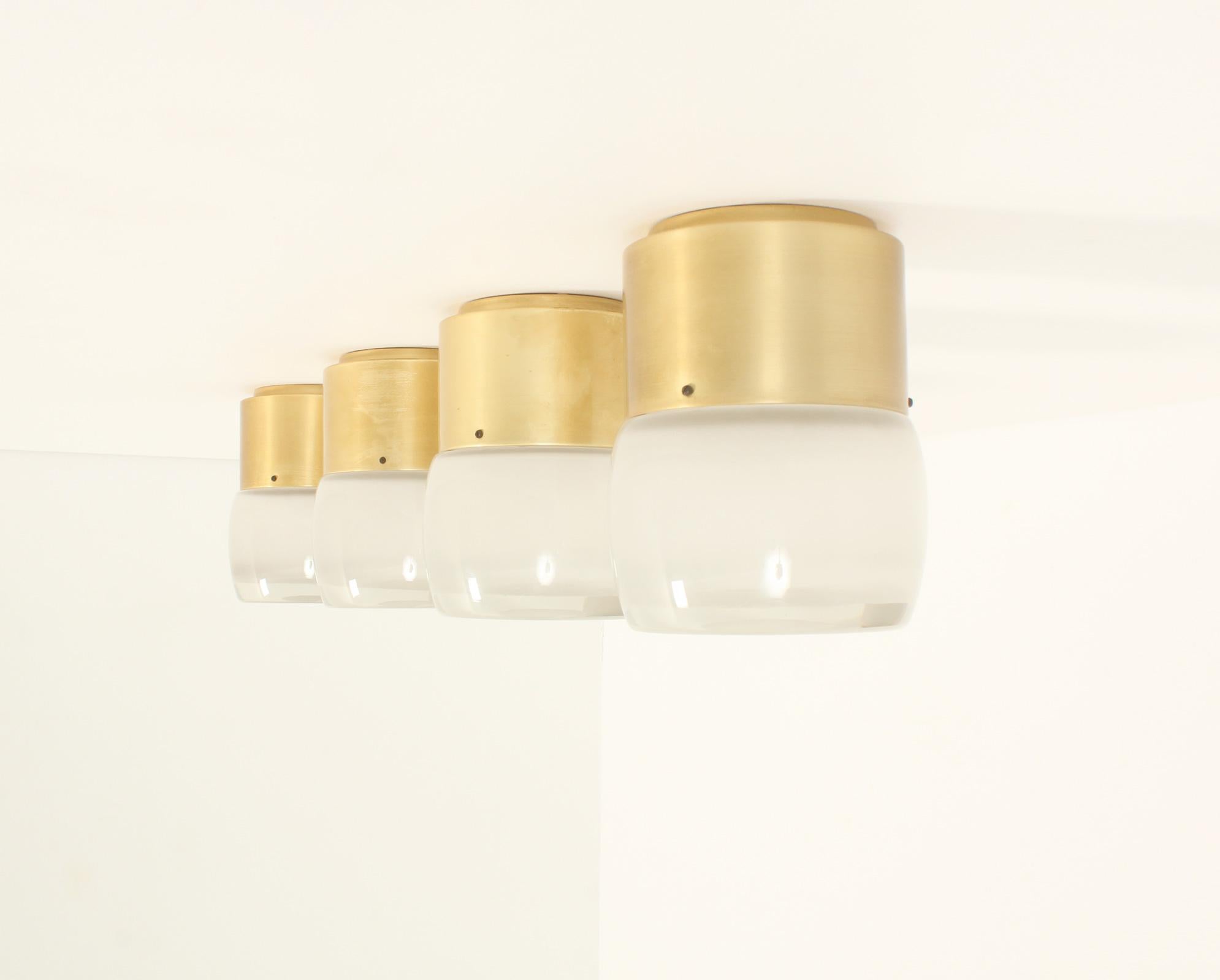 Aluminum Set of Four Flush Mounts by Staff Leuchten, Germany, 1960's For Sale