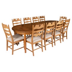 Scandinavian Modern extendable round Oak Dining Table by Henning Kjaernulf