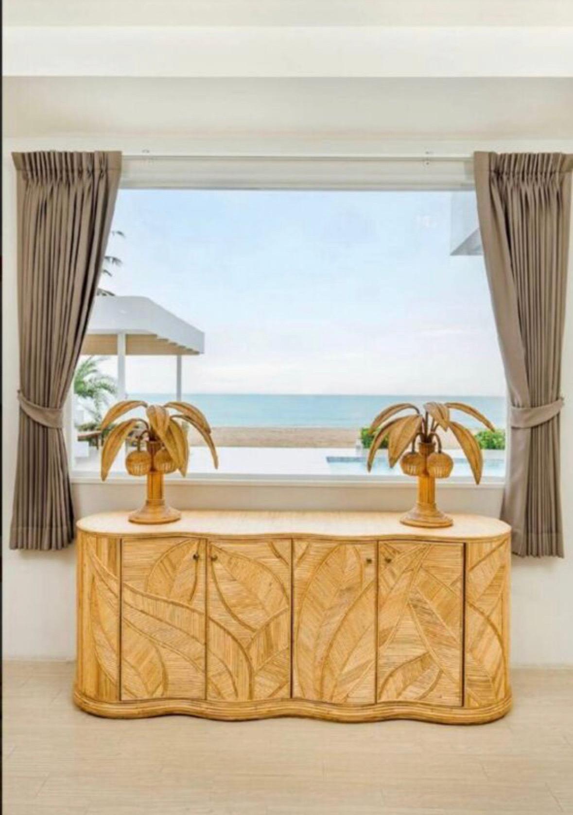 Pair of rattan « coconut tree/ palm tree » sconces 15