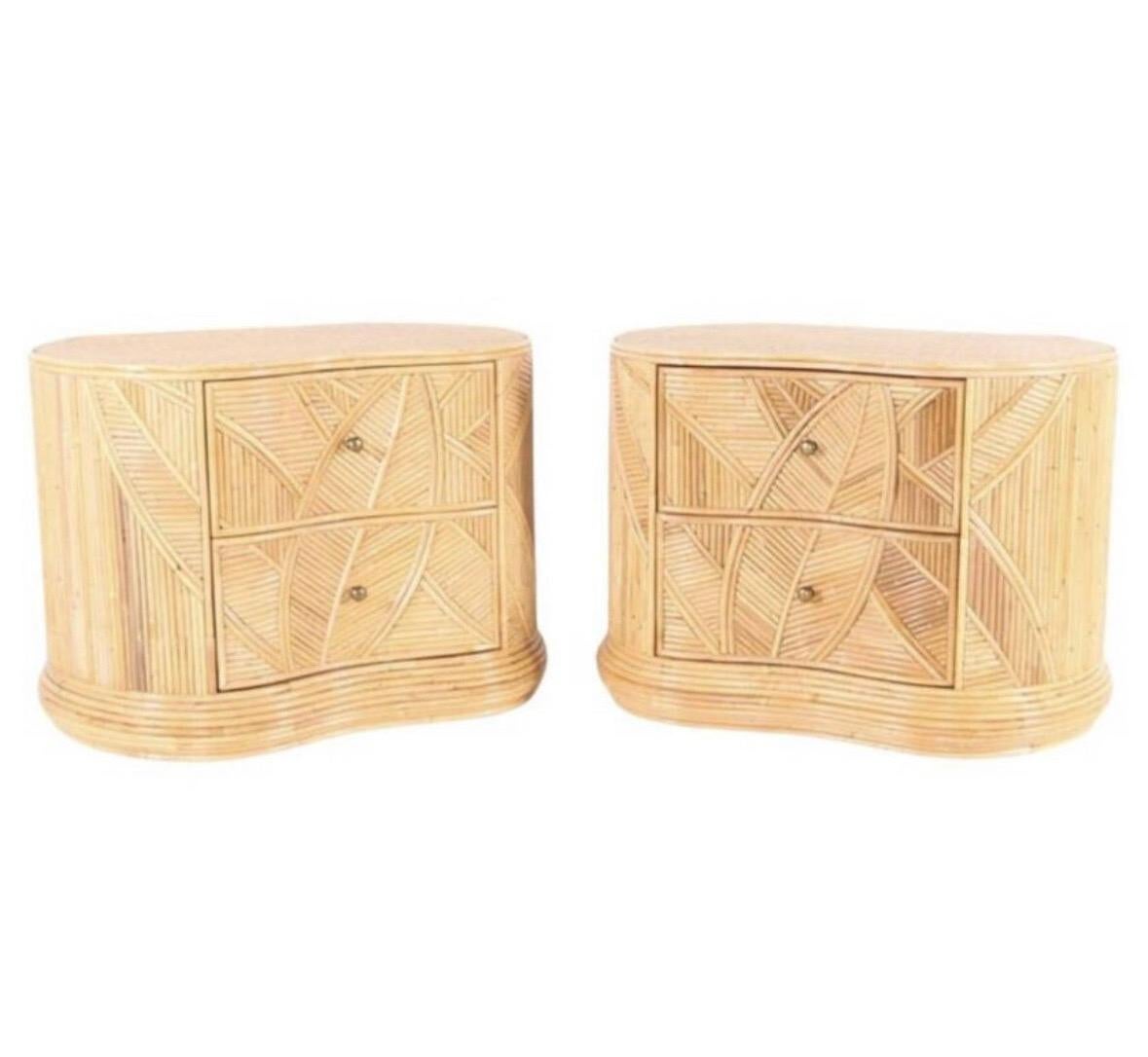 Pair of rattan « coconut tree/ palm tree » sconces 48