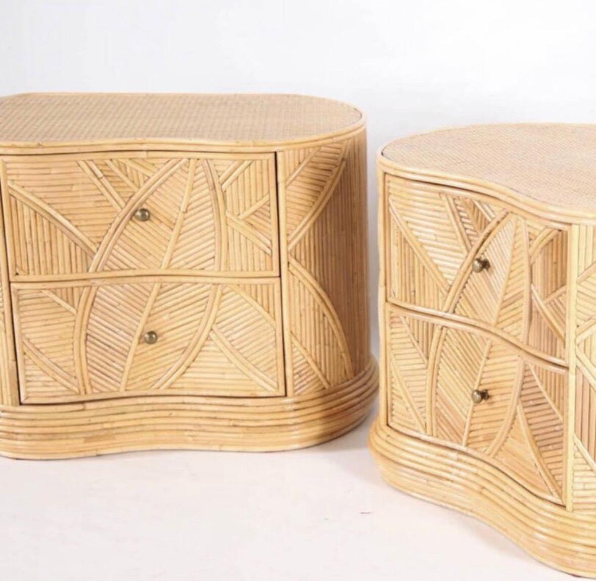 Pair of rattan « coconut tree/ palm tree » sconces 56