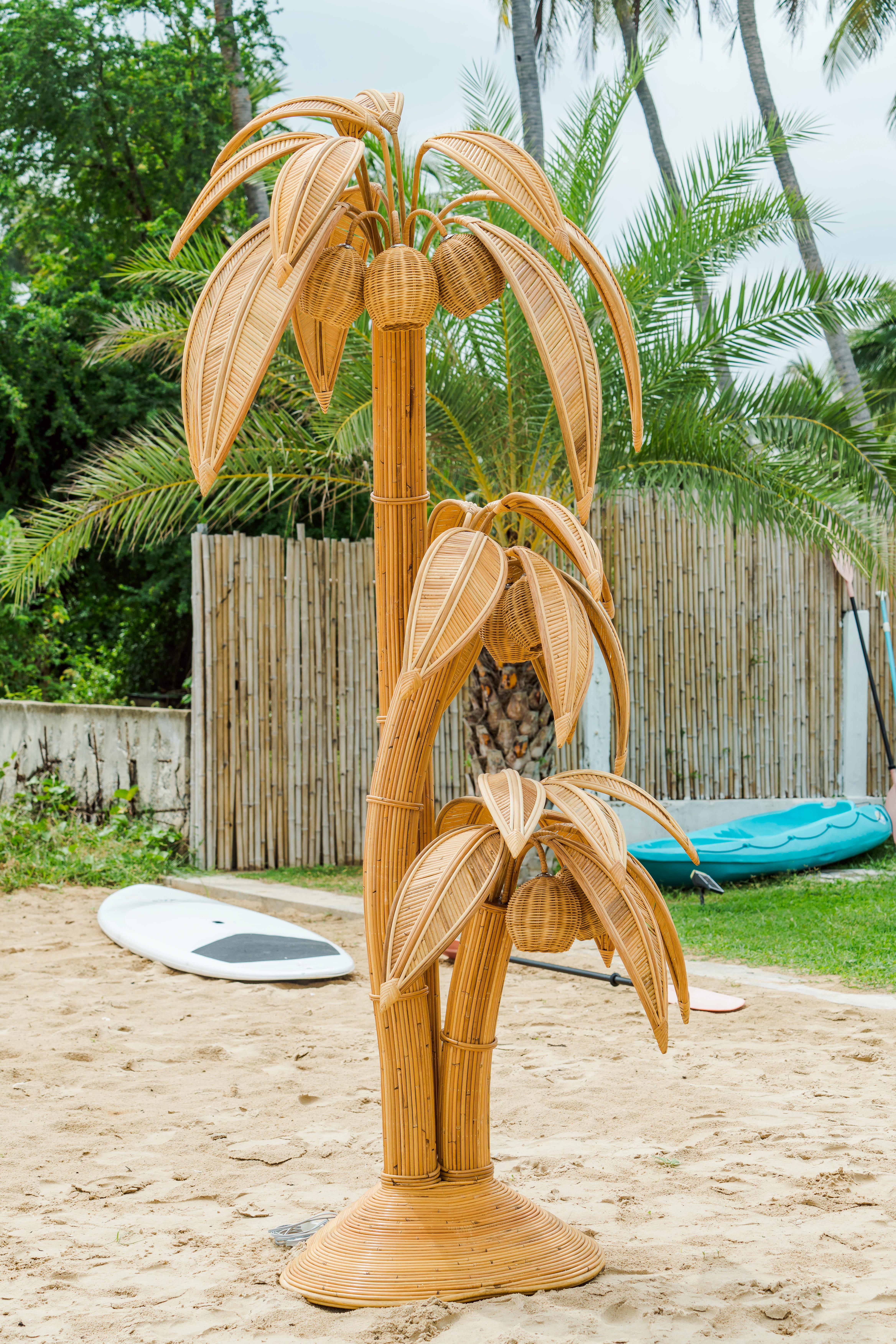 Large Rattan Palm Tree Rattan XL Coconut Tree / palm tree Floor Lamp For Sale at 1stDibs