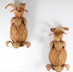 "Pineapple" wicker sconces