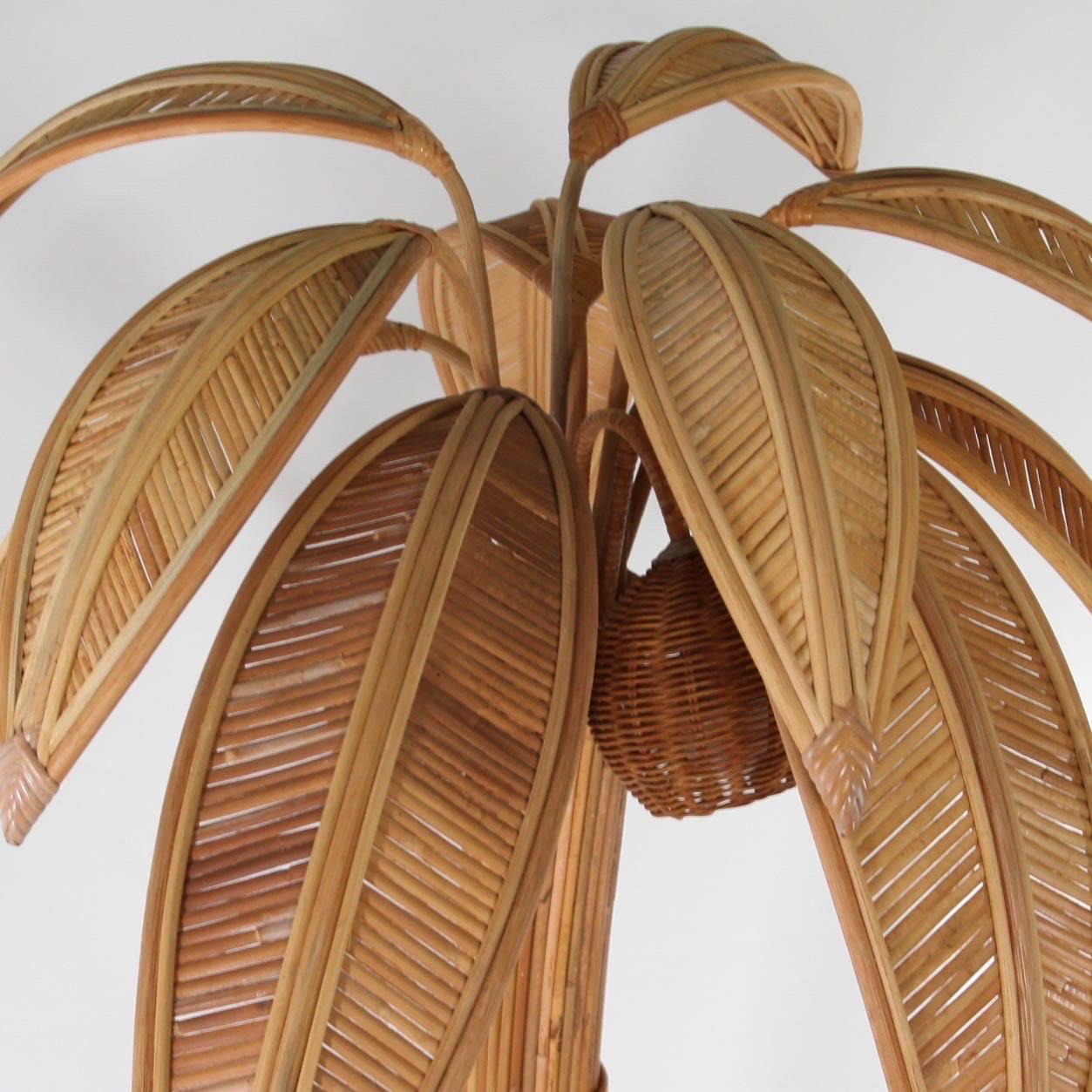 Large Rattan Palm Tree Rattan « Palm tree/ coconut tree » floor lamp For Sale at 1stDibs