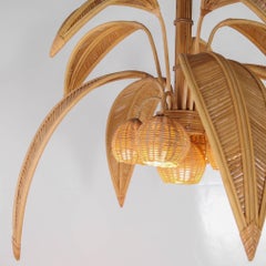 Rattan « coconut tree/palm tree » ceiling light