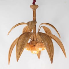 Rattan « coconut tree/palm tree » ceiling light