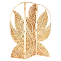 Large Double-Sided Rattan Leaf Shaped Room Divider / Screen