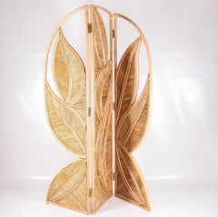 Large Double-Sided Rattan Leaf Shaped Room Divider / Screen