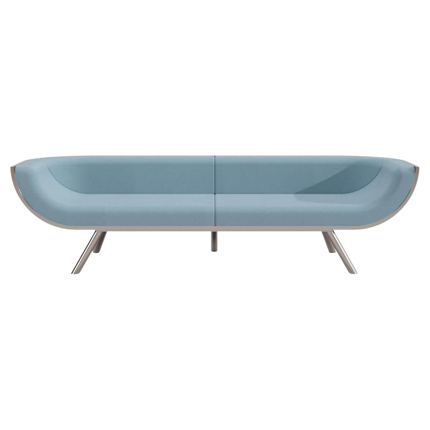 Divano moderno a tre posti con schienale curvo in legno Wood Wood spazzolato in acciaio inox