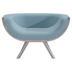 Modern Lounge Armchair Wooden Curved Back Walnut Wood Brushed Stainless Steel