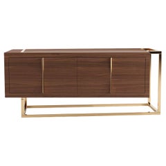 Buffet crédence moderne et minimaliste en Wood Wood Wood et laiton brossé