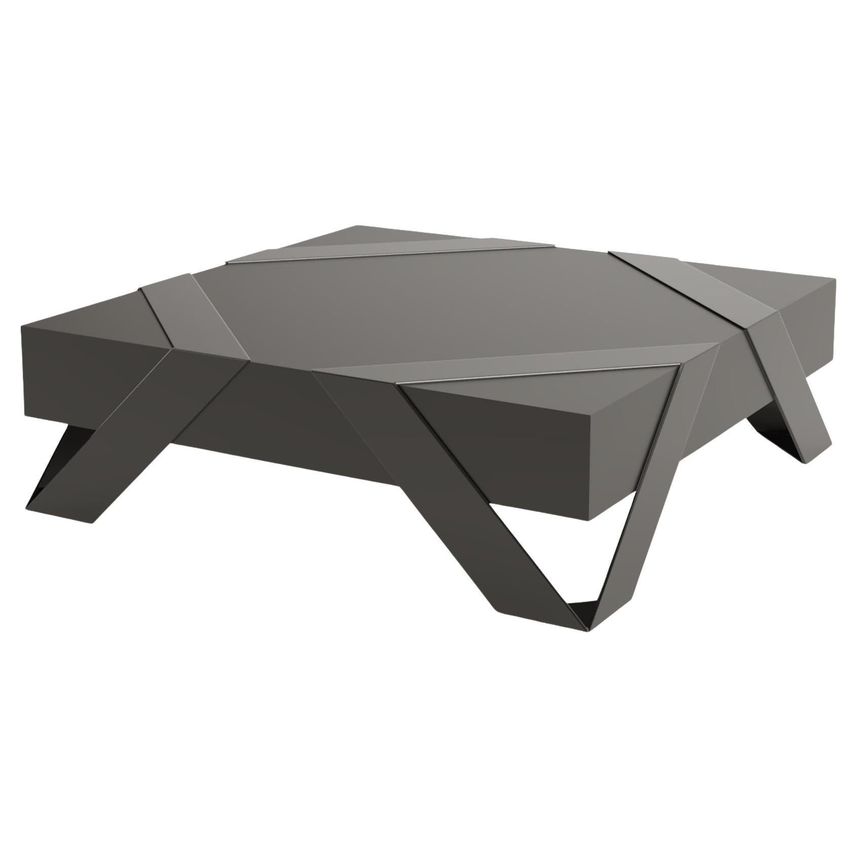 Square Coffee Table, Modern Minimalist, High-Gloss and Matt Black Lacquer For Sale