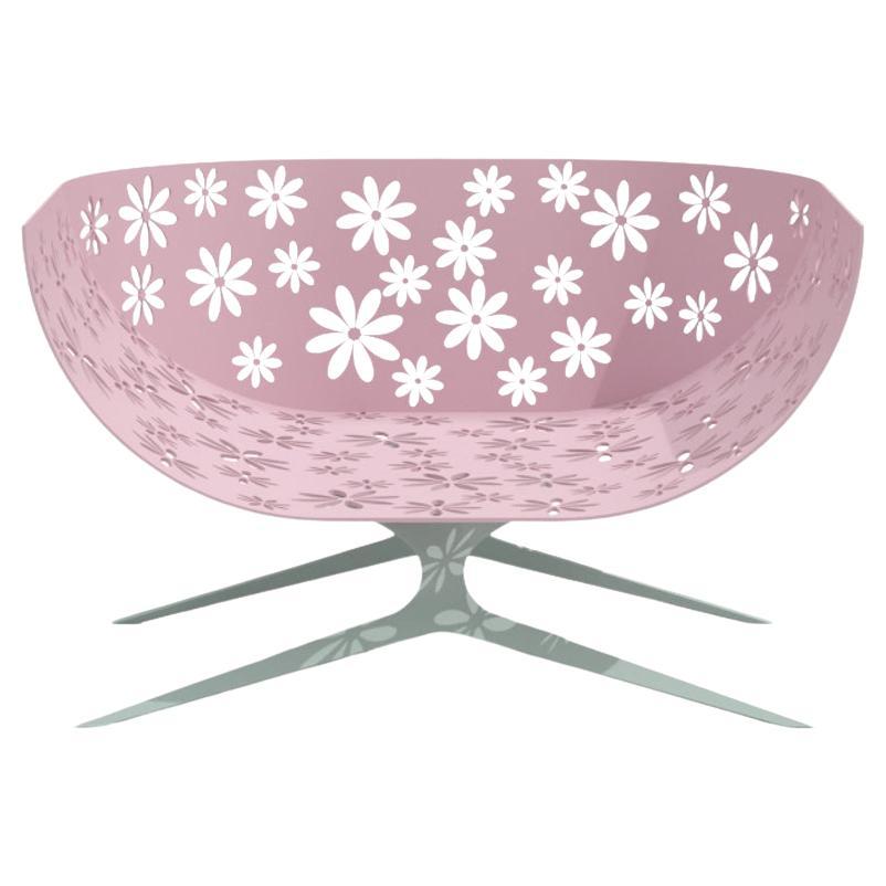 Poltrona da salotto moderna da esterno rosa e verde Schienale curvo con design floreale