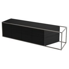 Crédence suspendue moderne et minimaliste Buffet en bois de chêne noir et laque noire