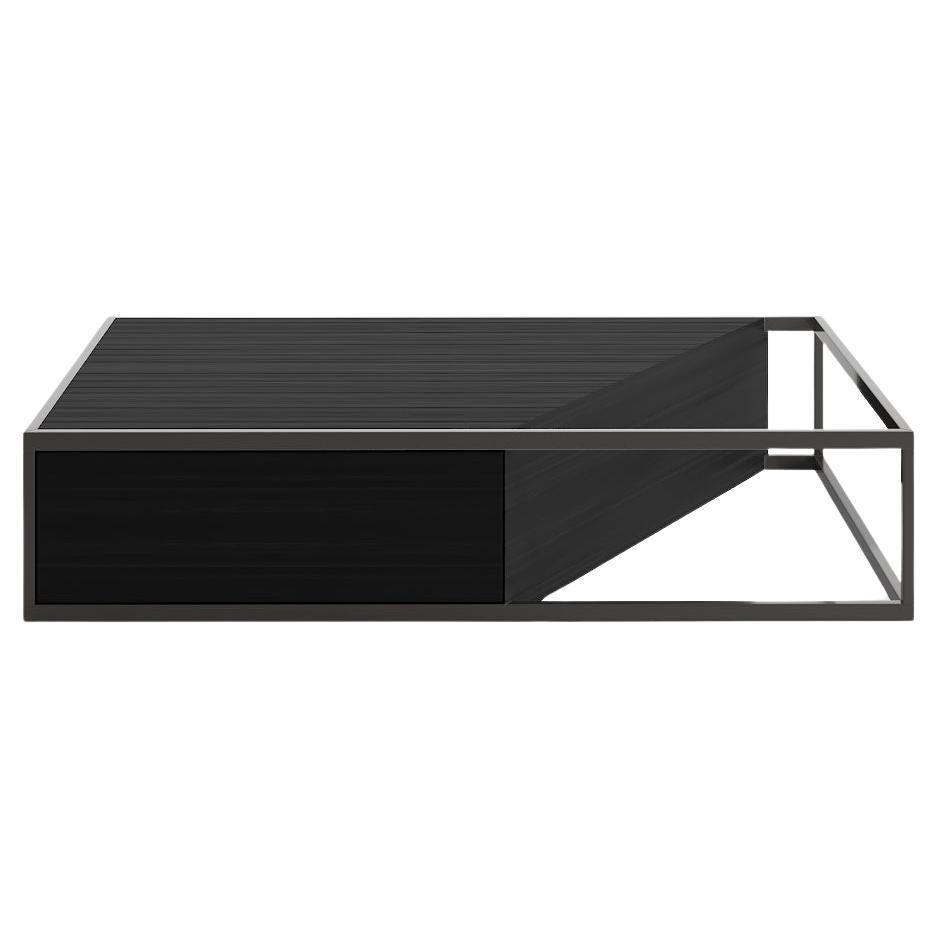 Table basse centrale rectangulaire moderne et minimaliste en bois d'Oak Oak Wood Wood Black Lacquer