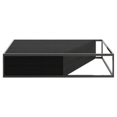 Modern Minimalist Rectangular Center Coffee Table Black Oak Wood Black Lacquer