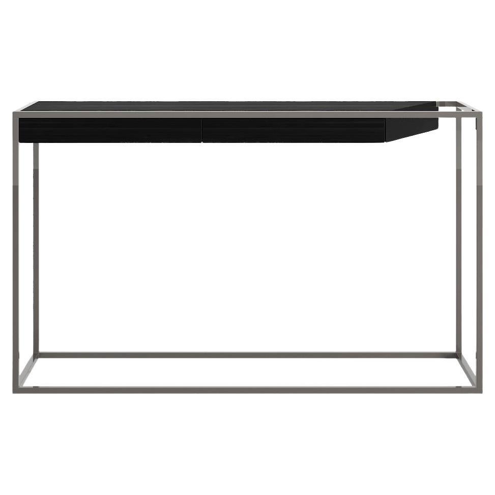 Tavolo console rettangolare moderno e minimalista in legno di Oak Wood e lacca nera