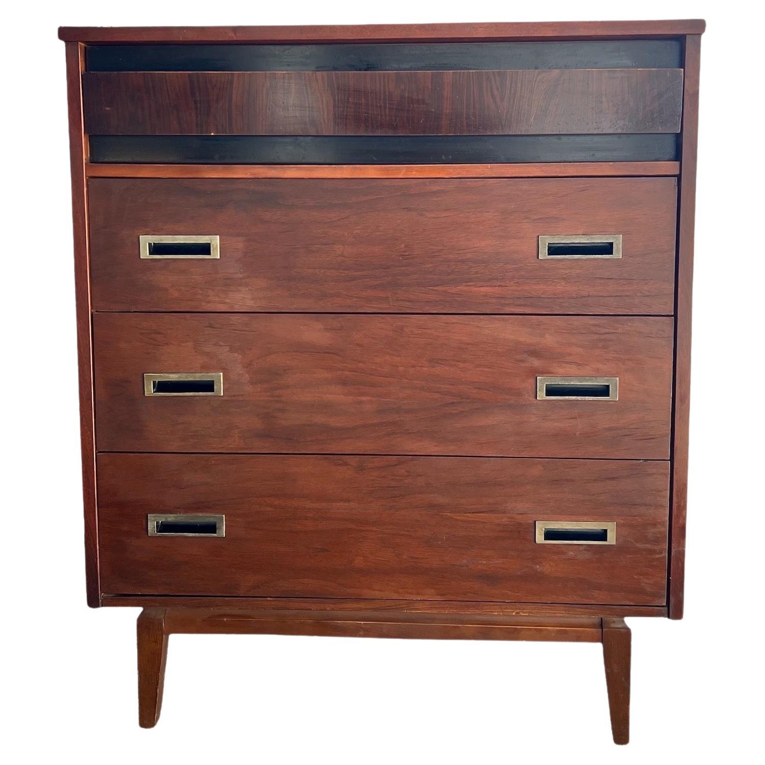 Vintage Mid Century Modern Bassett 6 Drawer Chest Of Drawers Dovetail