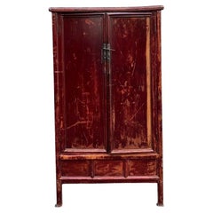 Antique Chinese Elmwood Armoire or Wardrobe Cabinet