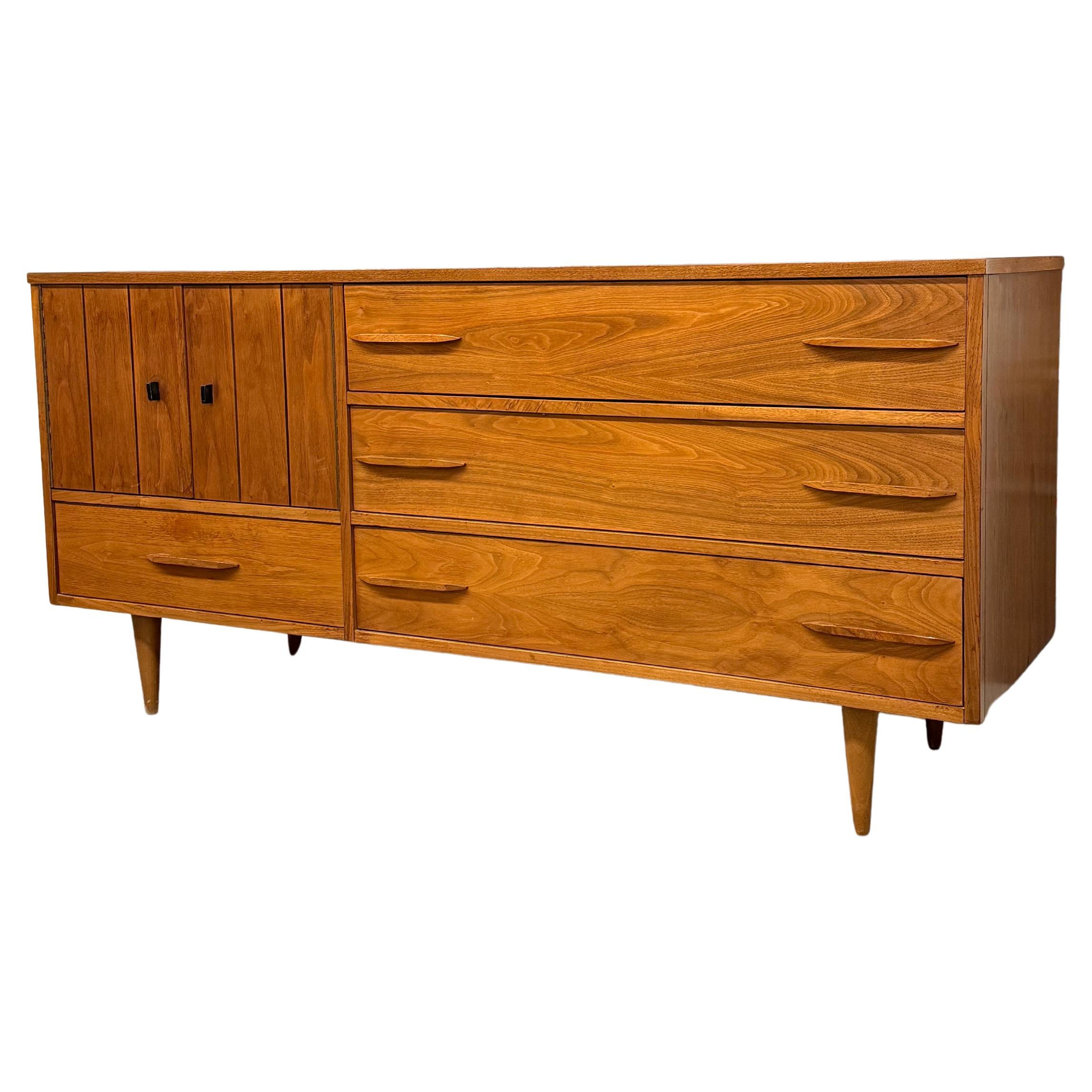 1960s Mid-Century Modern Possibly Teak Credenza / Dresser with Sculpted Pull