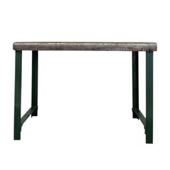 Vintage Heavy Duty Industrial Steel Workbench Table with Painted Legs.