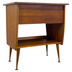 Vintage Mid-Century Modern Italian Style Flip-Top Sewing Table / Nightstand.