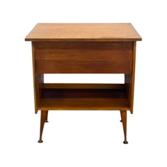Vintage Mid-Century Modern Italian Style Flip-Top Sewing Table / Nightstand.