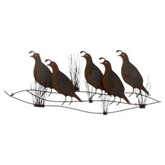Vintage-Wandskulptur „Quail Covey“ aus Metall von C. Jeré, signiert, 1980.