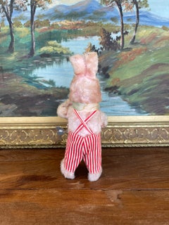 Vintage Wind-Up Bunny Rabbit Toy with Drum and Cymbals, 1950s-1960s.
