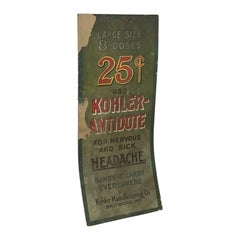 Vintage Kohler Antidote Advertising Sign, Baltimore Medicine Pharmacy Display.