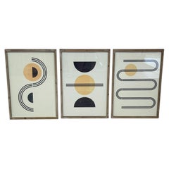 Set di 3 stampe d'arte astratta geometrica incorniciate