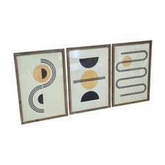 Set di 3 stampe d'arte astratta geometrica incorniciate