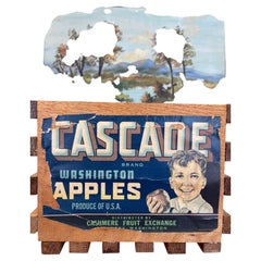 Cassa per mele vintage del marchio Cascade, proveniente dallo Stato di Washington, con etichetta originale “Cashmere”.