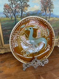 Vintage Chinese Decorative Plate with Mythical Creature Motif by Ling Chi, Jinzh