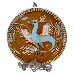 Vintage Chinese Decorative Plate with Mythical Creature Motif by Ling Chi, Jinzh