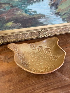 Handmade Studio Pottery Bowl with Organic Curved Form and Textured Impressions.