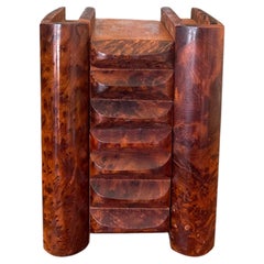 Antique Likely Burl Wood Bookend with Carved Detailing and Hidden Compartment.