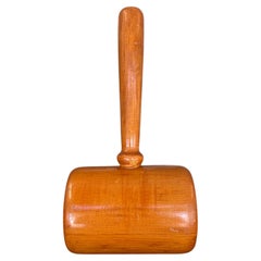 Vintage Hand-Turned Solid Wood Mallet with Smooth Finish.