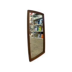 Vintage Mid-Century Modern Solid Wood Barrel-Frame Wall Mirror.