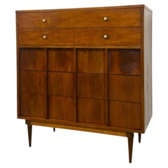 Vintage Mid-Century Modern Highboy Dresser Dovetailed Drawers.