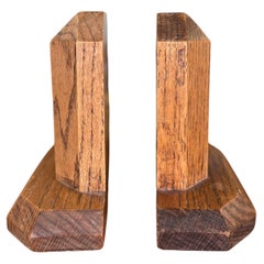 Vintage Handcrafted Bookends with Faceted Beveled Design, Possibly 1980s.