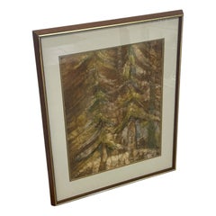 Louise „Lou“ Wilson „Forest Deep“ – Gerahmtes Batik-Acrylgemälde mit Waldmotiv