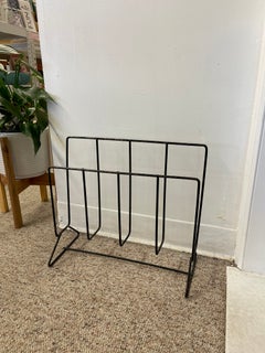 Mid-Century Modern Black Iron Wire Magazine Rack.