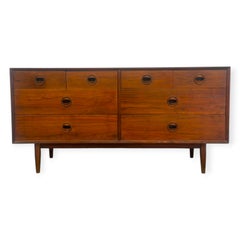 Vintage Mid Century Modern Style 8-Drawer Walnut Dresser Credenza.