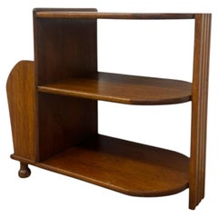 Antique Art Deco Wood Magazine Rack Three Tiered End Table.