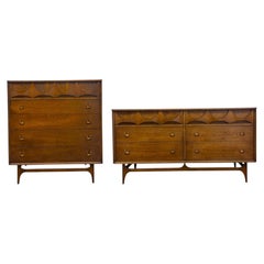 Vintage Mid Century Modern Broyhill Brasilia Walnut Bedroom Set.