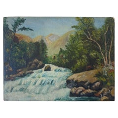 Vintage Signed River Landscape painting by Tootie Mid-20th Century.