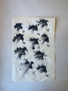 Expressive vintage Ink Horse Painting by J.P. Gaston in Asian Brush Style.