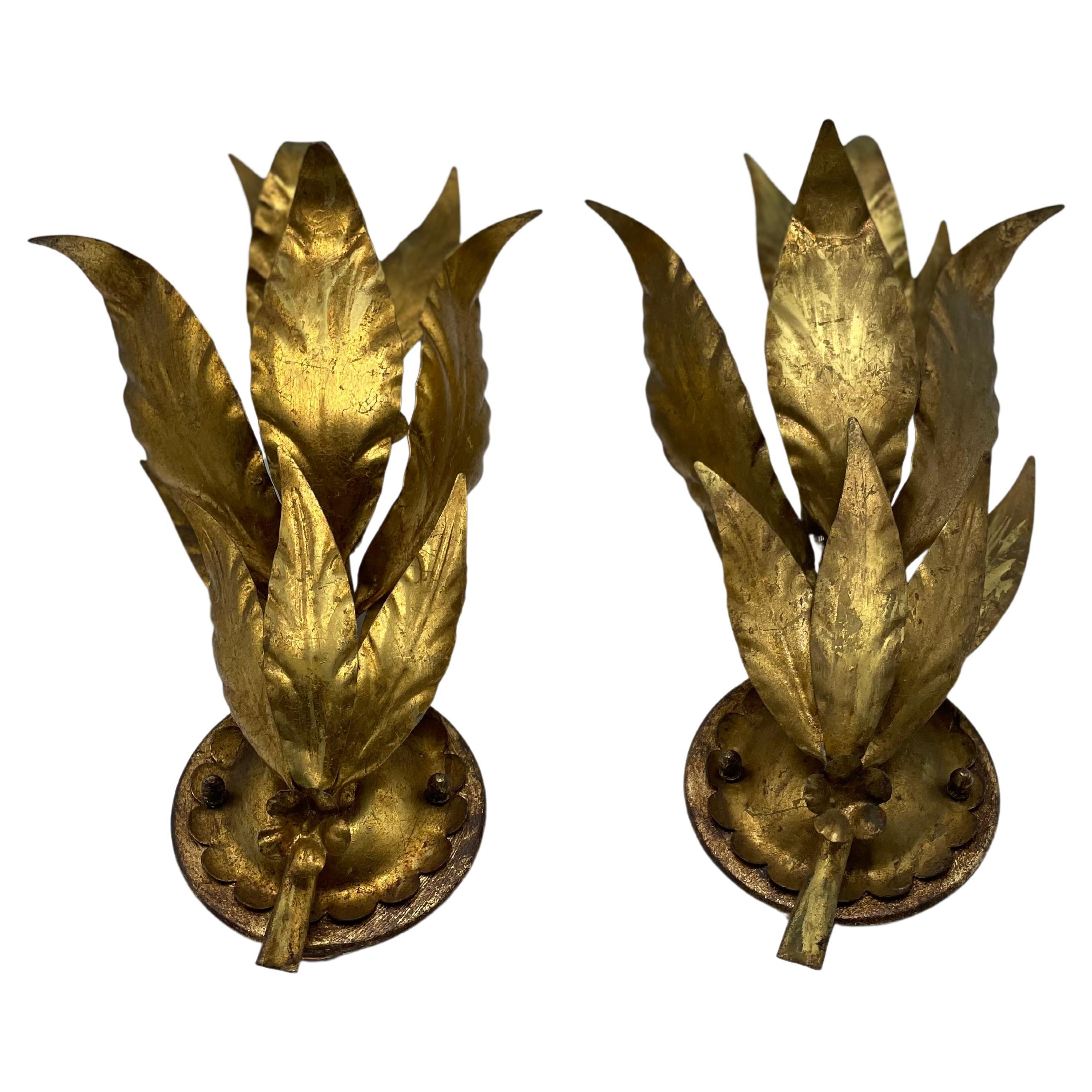 1950s Gold Leaf Wall Lamps, a Pair 5